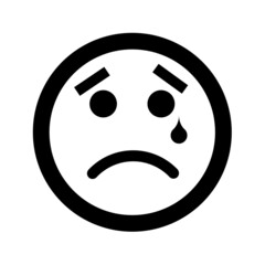 Fototapeta premium Cartoon sad smile face emoticon icon in flat style