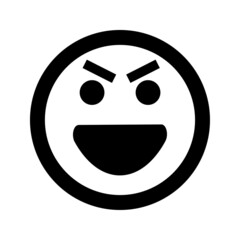 Fototapeta premium Cartoon angry and evil smile face emoticon icon in flat style