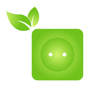Eco socket plug charging icon Bio nature green eco symbol for web and business