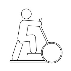 Man on the simulator icon People in motion active lifestyle sign