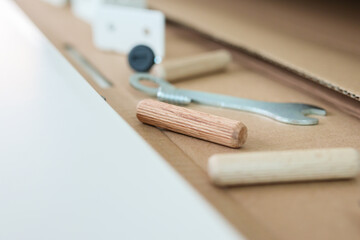 Assembly wooden table furniture at home