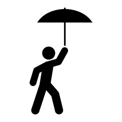 Man with umbrella icon People in motion active lifestyle sign