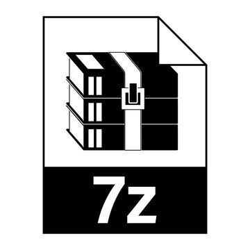 Modern flat design of 7z archive file icon for web