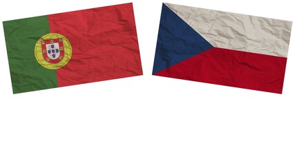 Fototapeta premium Czech Republic and Portugal Flags Together Paper Texture Effect Illustration