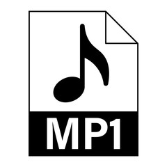 Modern flat design of MP1 file icon for web