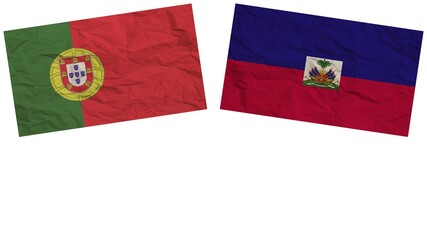 Haiti and Portugal Flags Together Paper Texture Effect Illustration