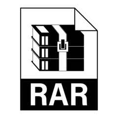 Modern flat design of RAR archive file icon for web