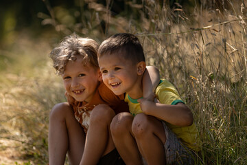 summer two village boys having fun