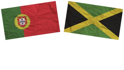 Fototapeta premium Jamaica and Portugal Flags Together Paper Texture Effect Illustration