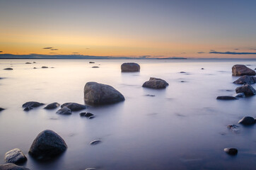 Fototapeta na wymiar sunset on the Rullsand beach