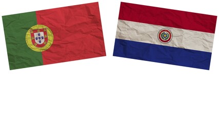 Paraguay and Portugal Flags Together Paper Texture Effect Illustration