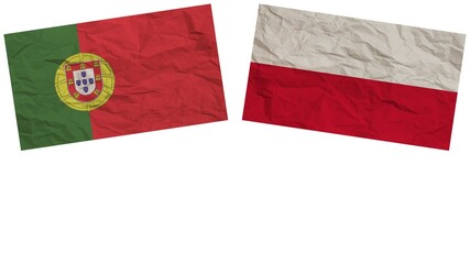 Poland and Portugal Flags Together Paper Texture Effect Illustration