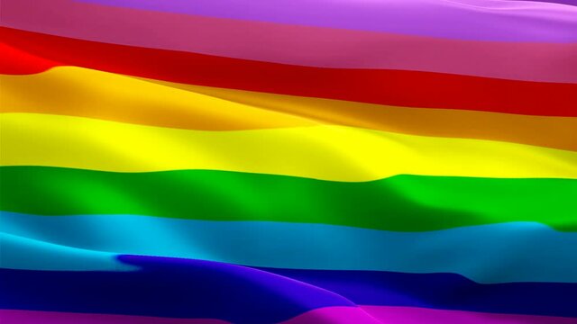Rainbow LGBT flag diversity waving 9 Stripes. Pride 3d Gay flag waving Isolated. diversity Rainbow seamless loop animation. Gay pride flag HD resolution Background. Rainbow Gay America lesbian USA lgb