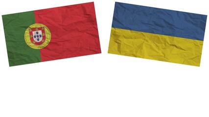 Fototapeta premium Ukraine and Portugal Flags Together Paper Texture Effect Illustration