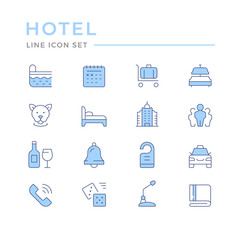 Set color line icons of hotel