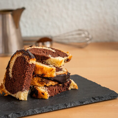 Homemade chocolate marble cake