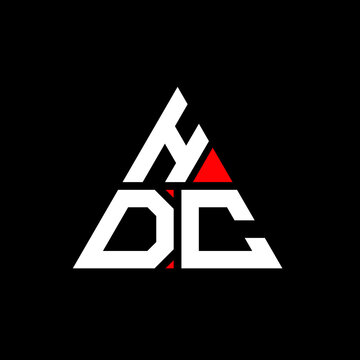 HDC triangle letter logo design with triangle shape. HDC triangle logo design monogram. HDC triangle vector logo template with red color. HDC triangular logo Simple, Elegant, and Luxurious Logo. HDC 