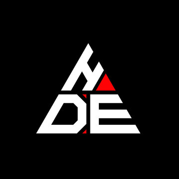 HDE triangle letter logo design with triangle shape. HDE triangle logo design monogram. HDE triangle vector logo template with red color. HDE triangular logo Simple, Elegant, and Luxurious Logo. HDE 