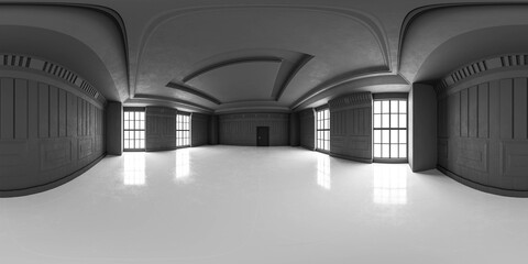 full 360 degree seamless panorama of classic vintage dark empty studio interior room 3d render illustration hdri hdr vr style © eliahinsomnia