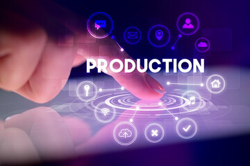 Finger touching tablet with web technology icons concept