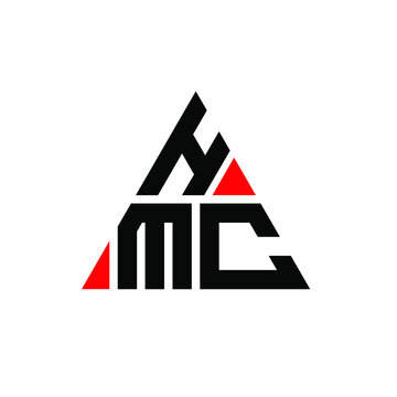 HMC triangle letter logo design with triangle shape. HMC triangle logo design monogram. HMC triangle vector logo template with red color. HMC triangular logo Simple, Elegant, and Luxurious Logo. HMC 