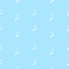 Christmas vector seamless pattern with notes white line.Holiday print on  blue background in doodle hand drawn style.Design for wrapping paper,textiles, packaging, social media, web.