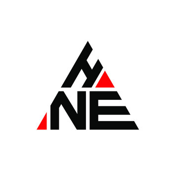 HNE triangle letter logo design with triangle shape. HNE triangle logo design monogram. HNE triangle vector logo template with red color. HNE triangular logo Simple, Elegant, and Luxurious Logo. HNE 