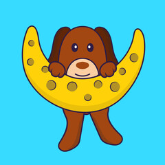 Cute dog is on the moon.