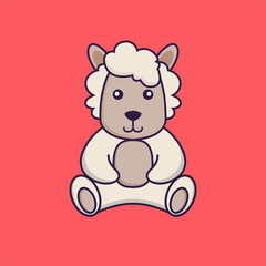 Cute sheep is sitting.