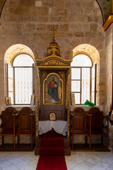The interior  of the small monastery of St. George on the border of the Jewish and Armenian quarters in the old city of Jerusalem, Israel