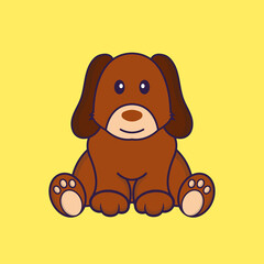 Cute dog is sitting.