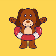 Cute dog using a float.