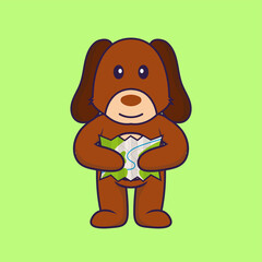 Cute dog holding a map.