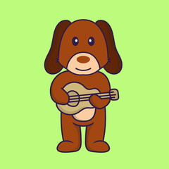 Cute dog playing guitar.