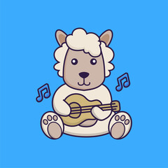 Cute sheep playing guitar.