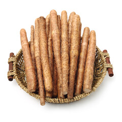 Chinese yam on white background 