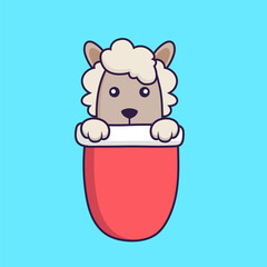 Cute sheep in red pocket.