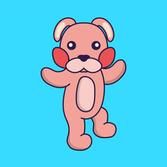 Cute rabbit is dancing.