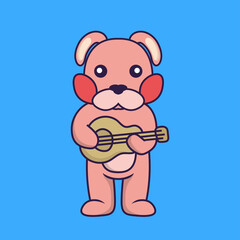 Cute rabbit playing guitar.