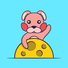 Cute rabbit is on the moon.