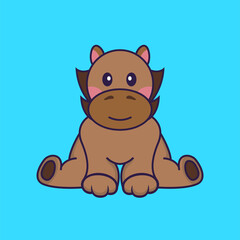 Cute horse is sitting.