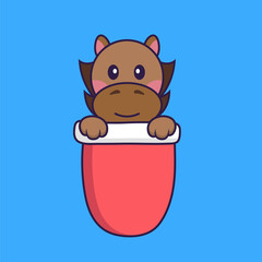 Cute horse in red pocket.