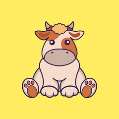 Cute cow is sitting.