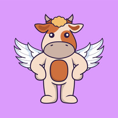 Cute cow using wings.