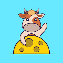 Cute cow is on the moon.