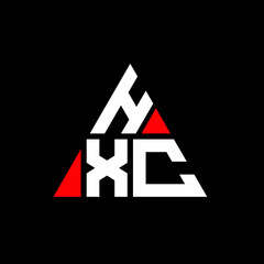 HXC triangle letter logo design with triangle shape. HXC triangle logo design monogram. HXC triangle vector logo template with red color. HXC triangular logo Simple, Elegant, and Luxurious Logo. HXC 