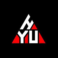 HYU triangle letter logo design with triangle shape. HYU triangle logo design monogram. HYU triangle vector logo template with red color. HYU triangular logo Simple, Elegant, and Luxurious Logo. HYU 