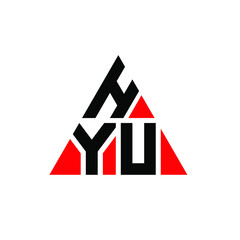 HYU triangle letter logo design with triangle shape. HYU triangle logo design monogram. HYU triangle vector logo template with red color. HYU triangular logo Simple, Elegant, and Luxurious Logo. HYU 