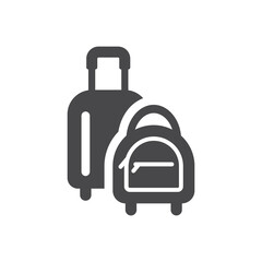 Luggage, handbag black vector icon. Baggage, suitcase bag symbol.