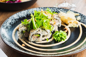 delicious asian dish on a plate close-up